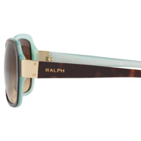 NEW [Ralph Lauren] Havana Square Sunglasses Tortoise & Aquamarine/Gradient Brown - Picture 5 of 17